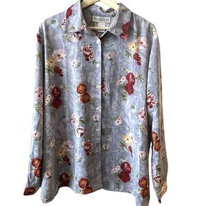 Maggie Barnes for Catherines Button Up‎ Shirt Long Sleeve Sz 20W Floral Roses